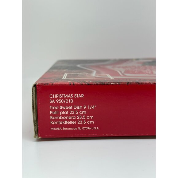 VTG Mikasa Crystal Holiday Classics 9.25” Christmas Star Tree Sweet Dish Frosted - Picture 6 of 6